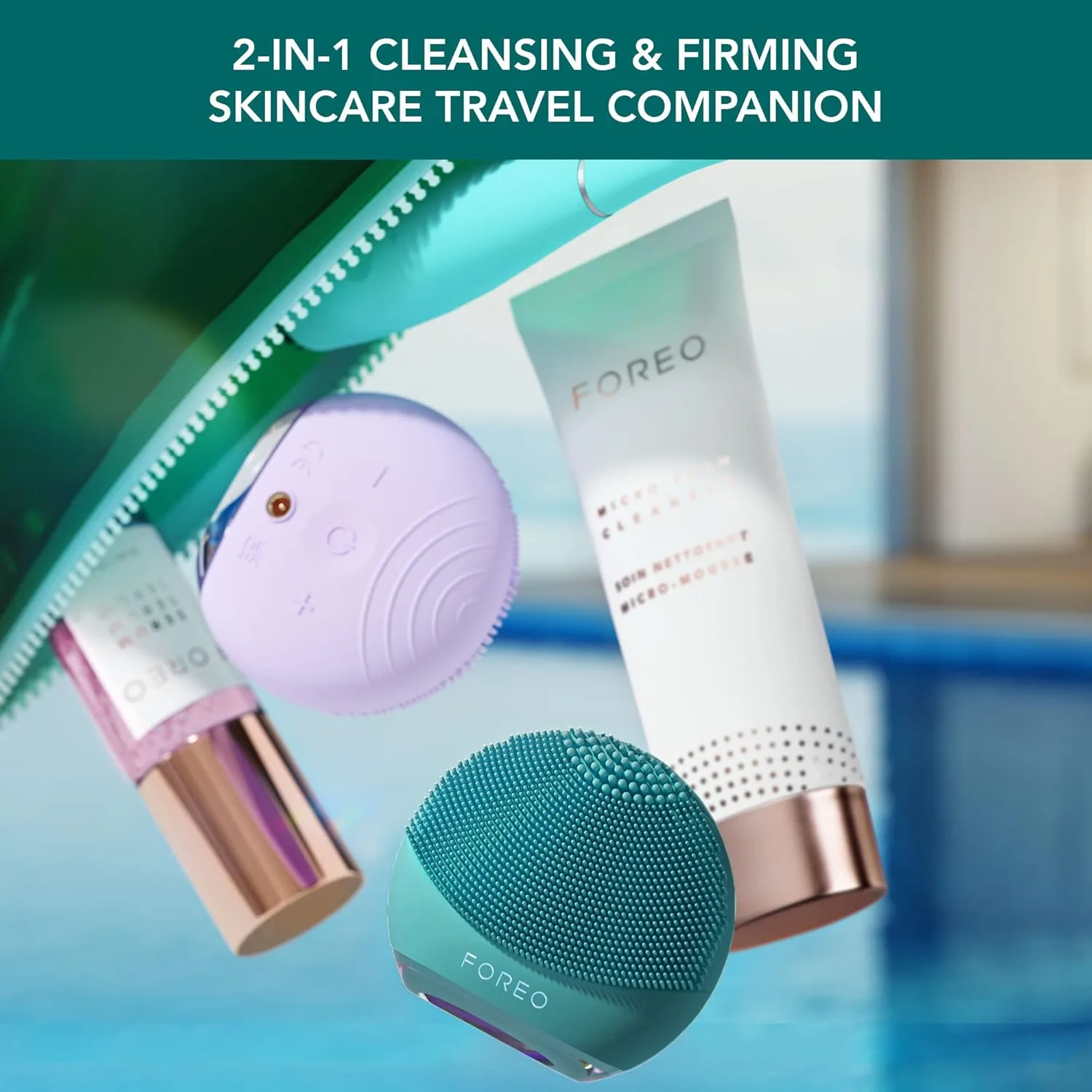 FOREO Luna 4 go Щетка для очищения лица и массажер для укрепления кожи - Премиальный уход за лицом - Улучшает впитывание - Простые инструменты для ухода за кожей - Для всех типов кожи - Evergreen, Evergreen — фото 2