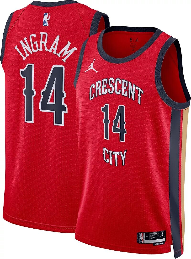 

Jordan Мужская красная майка Nike New Orleans Pelicans Brandon Ingram #14 Dri-FIT Swingman