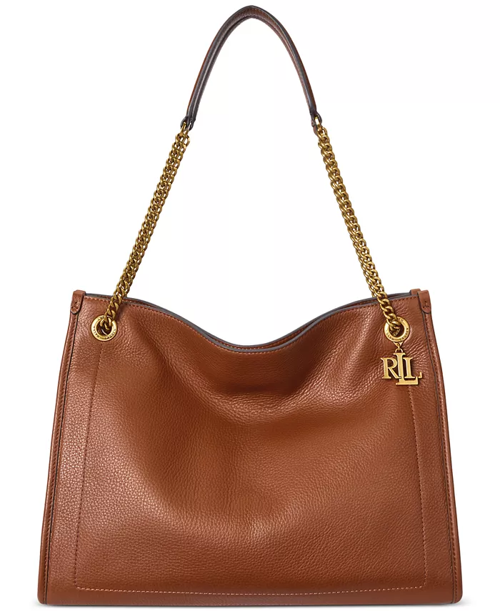 

Большая сумка-тоут Bradley из шагреневой кожи Lauren Ralph Lauren, коричневый