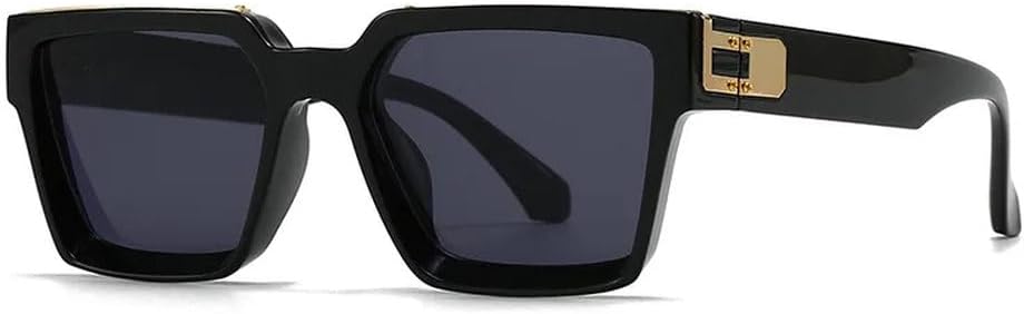 

Классические винтажные квадратные солнцезащитные очки с заклепками для женщин и мужчин, популярные роскошные солнцезащитные очки в стиле панк, очки для активного отдыха и вождения HYYZZC, Black Gold Black