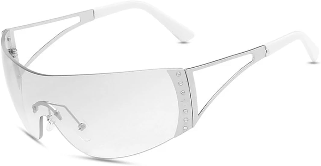 

Винтажные безободковые металлические цельные женские солнцезащитные очки, модные мужские очки для активного отдыха и путешествий, женские очки с защитой от УФ-излучения UV400 VRTRFFTR, Silver Silver