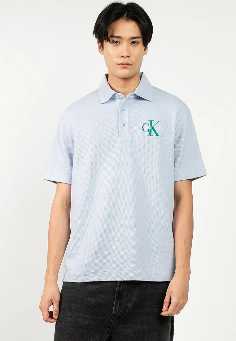 Поло, пике, Monologo, Chunky Pique, белый Calvin Klein