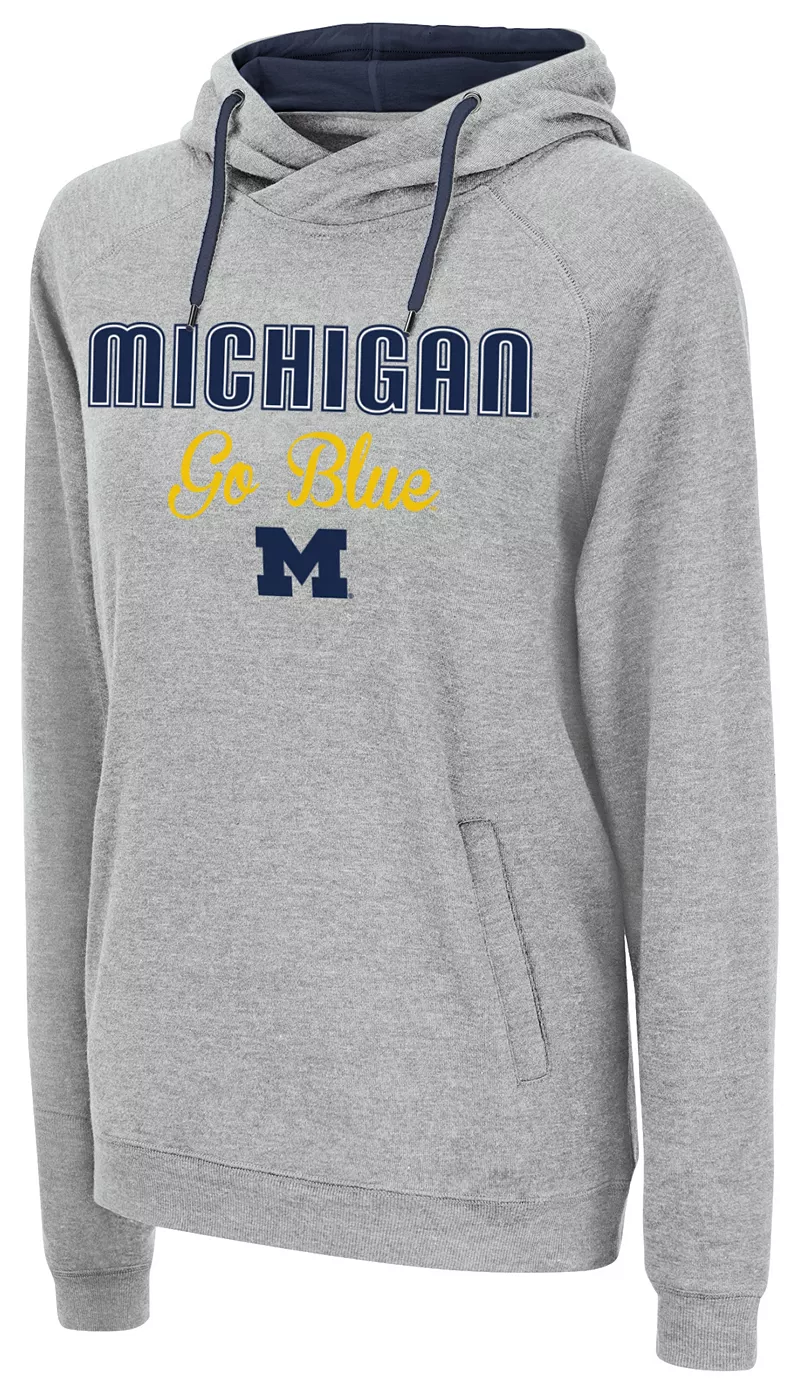 

Женский серый пуловер с капюшоном Colosseum Michigan Wolverines