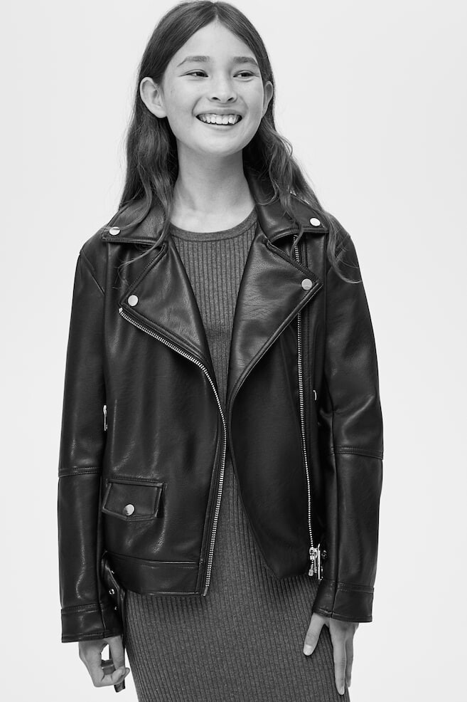

Байкерская куртка оверсайз H&M, черный