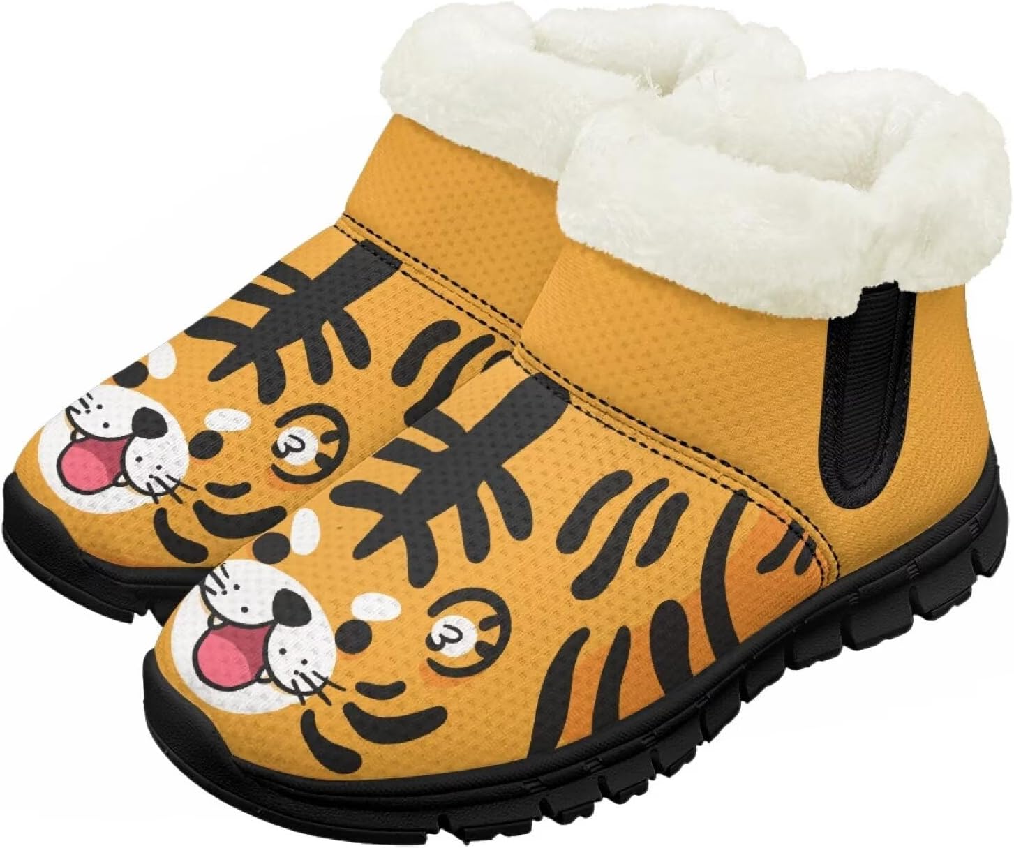 

Зимние ботинки для девочек и мальчиков, ботильоны для детей, теплые с мехом, противоскользящие Pzuqiu, Cute Tiger