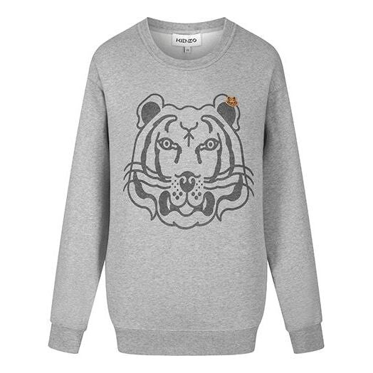 

Свитер fw21 tiger head printing cotton hoodie gray Kenzo, серый