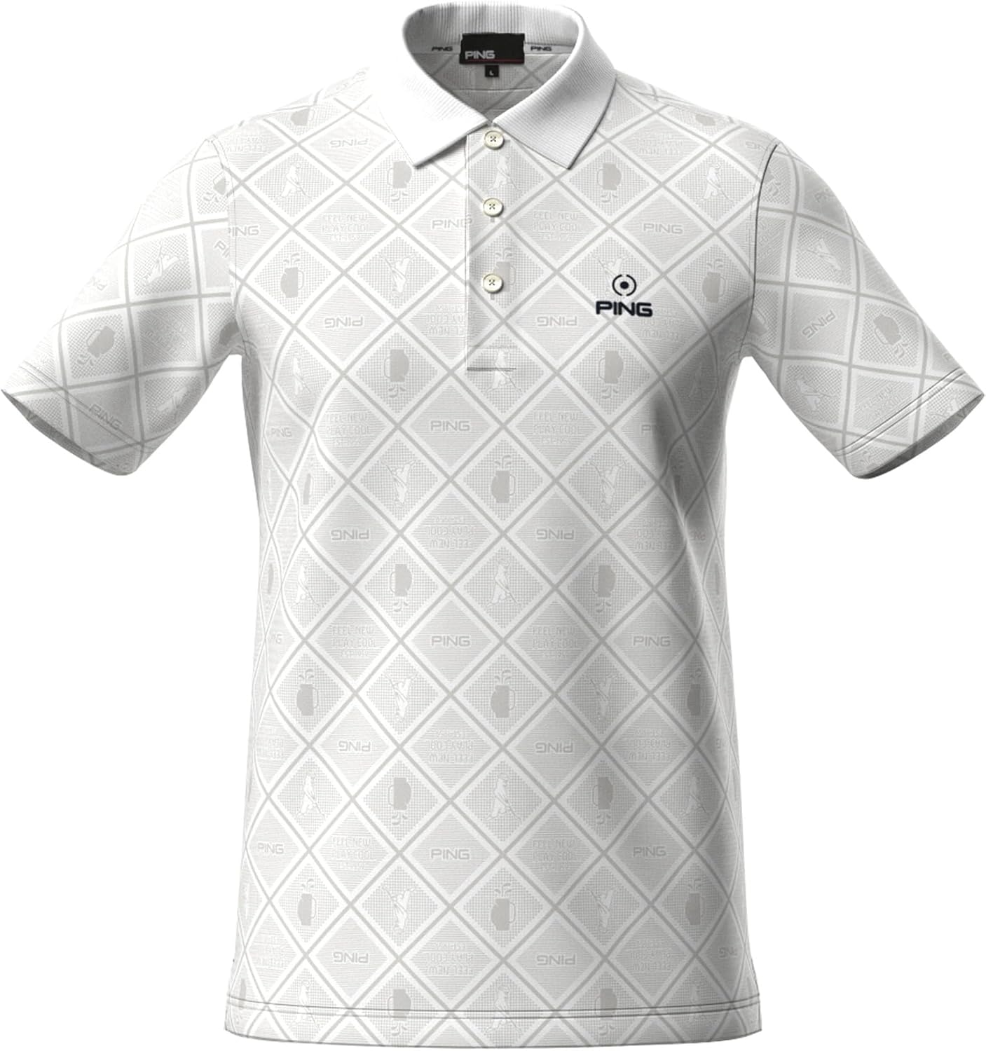 

Мужская поло-рубашка с коротким рукавом Pin Apparel 621-6160403 (впитывает пот, быстро сохнет, клетчатый принт) Ping Apparel, белый