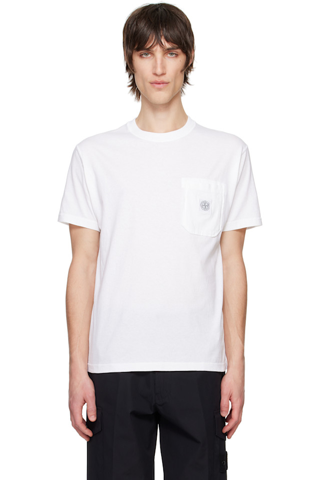 

Футболка из органического хлопка с эффектом фиссато Stone Island, белый