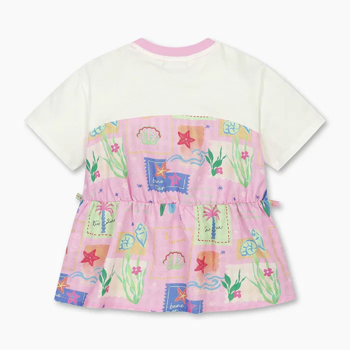 Детская розовая футболка с пальмовым узором от Benetton Kids — фото 2