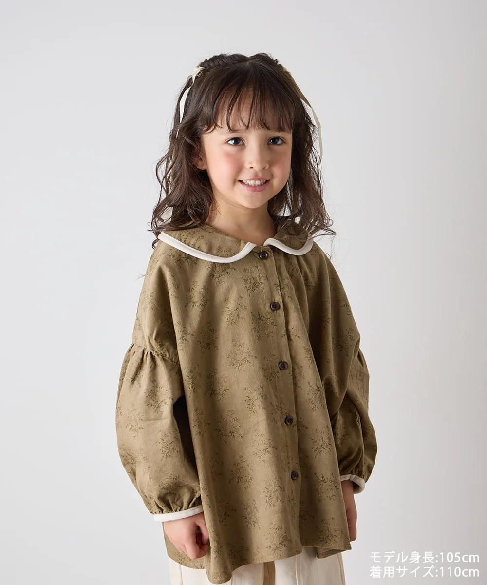 Вельветовая блузка с цветочным принтом Riziere, OLIVE BEIGE