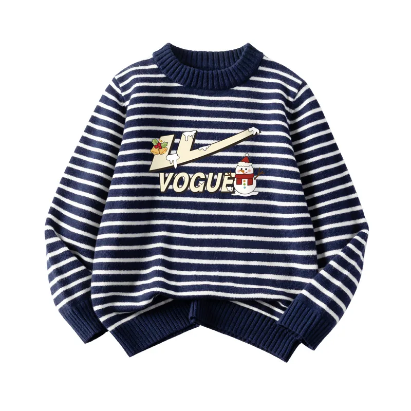 Детский свитер с круглым вырезом WARRIOR, Navy Blue/H First Snow