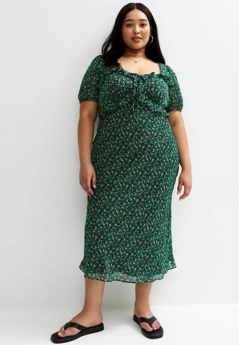 

Повседневное платье CURVES FLORAL PRINT MIDI New Look Curves, синий