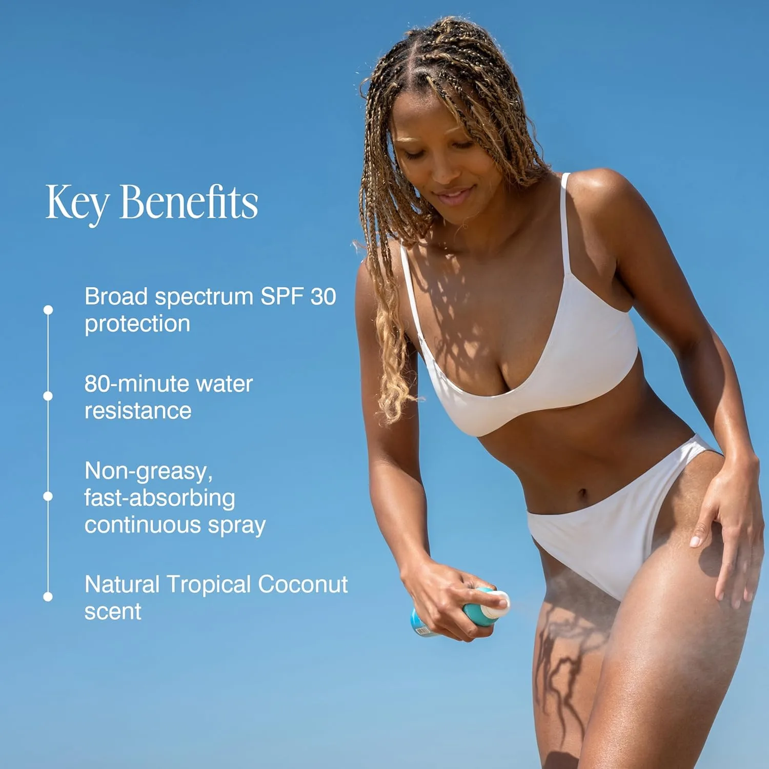Солнцезащитный спрей COOLA Organic Sunscreen SPF 30, протестирован дерматологами, обеспечивает ежедневную защиту кожи, подходит для веганов и не содержит глютена, аромат тропического кокоса. 177 мл (1 шт.) — фото 4