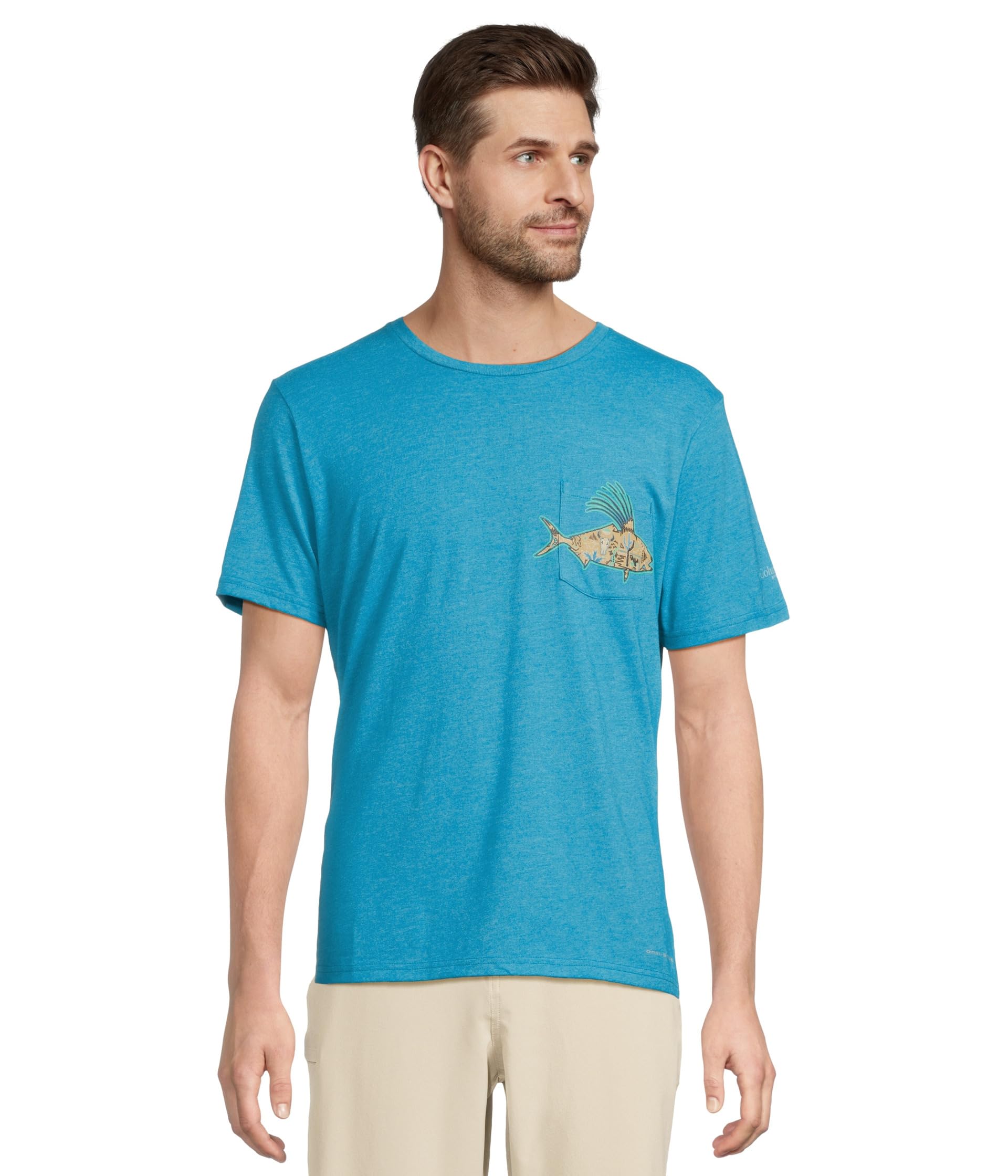 

Футболка Columbia Wild Cast Pocket Tee, Blue Echo/PFG Pocket Baja Rooster