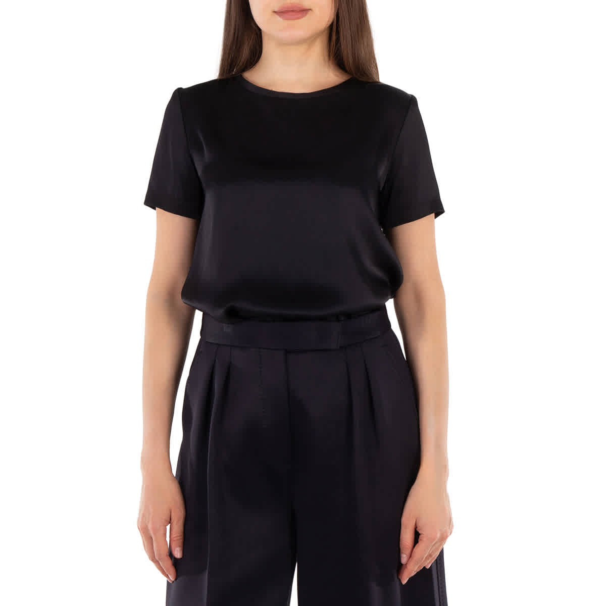 

Футболка Max Mara Rebecca с атласной отделкой, черный