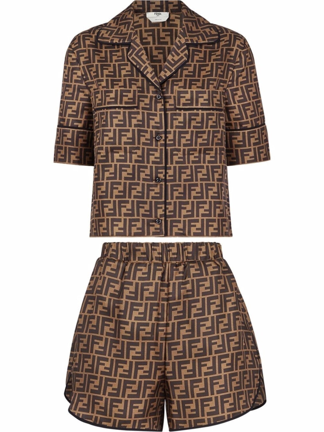 

FENDI шелковая пижама с логотипом, коричневый