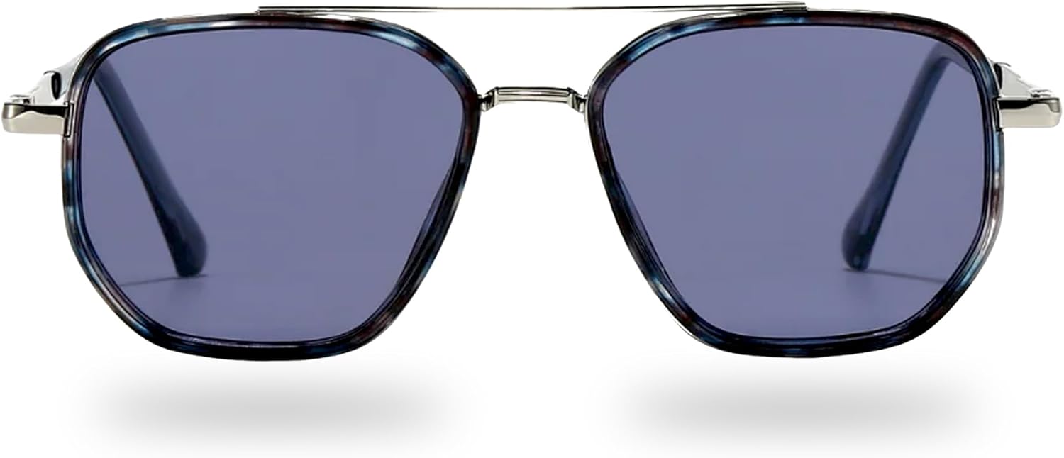 

Поляризованные солнцезащитные очки-авиаторы Glass Theory для женщин и мужчин - защита от УФ-излучения UV400 - легкая металлическая оправа - модные очки-авиаторы, Marine Haze