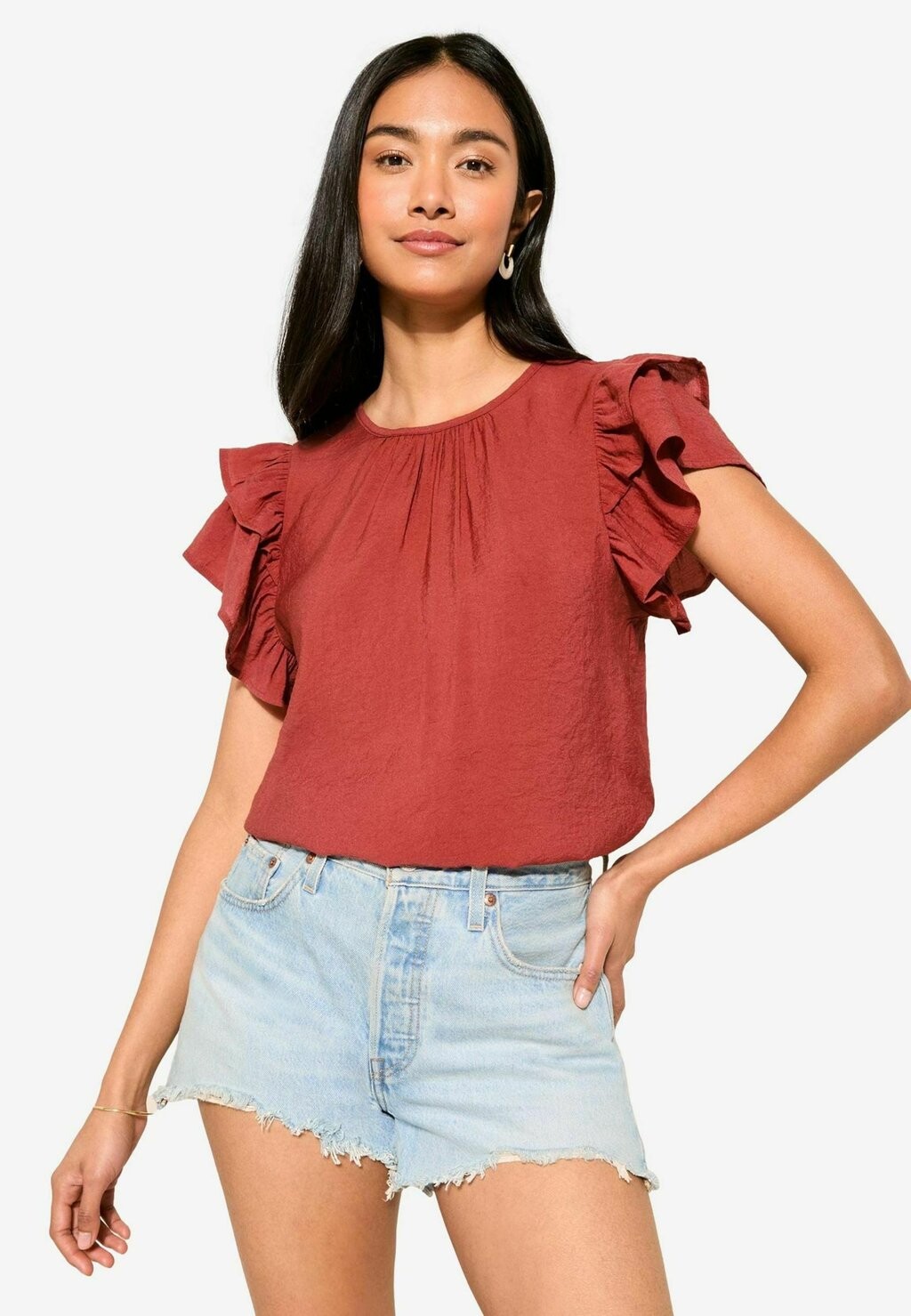 

Блуза DOUBLE RUFFLE SHORT SLEEVE REGULAR FIT Friends Like These, красный