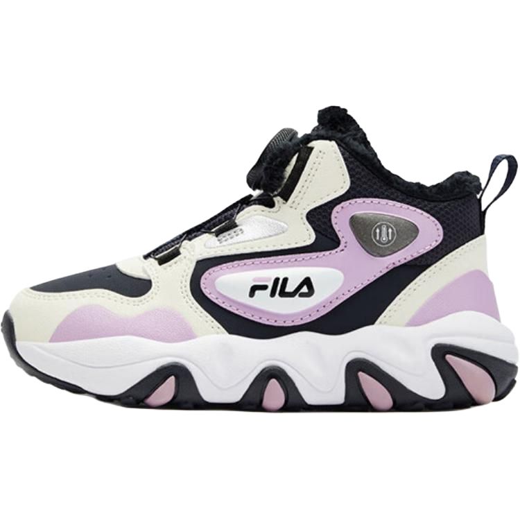 

FILA KIDS BOA нескользящие устойчивые к истиранию мид-топы детские уличные кроссовки beige purple для детей от 3 до 7 лет