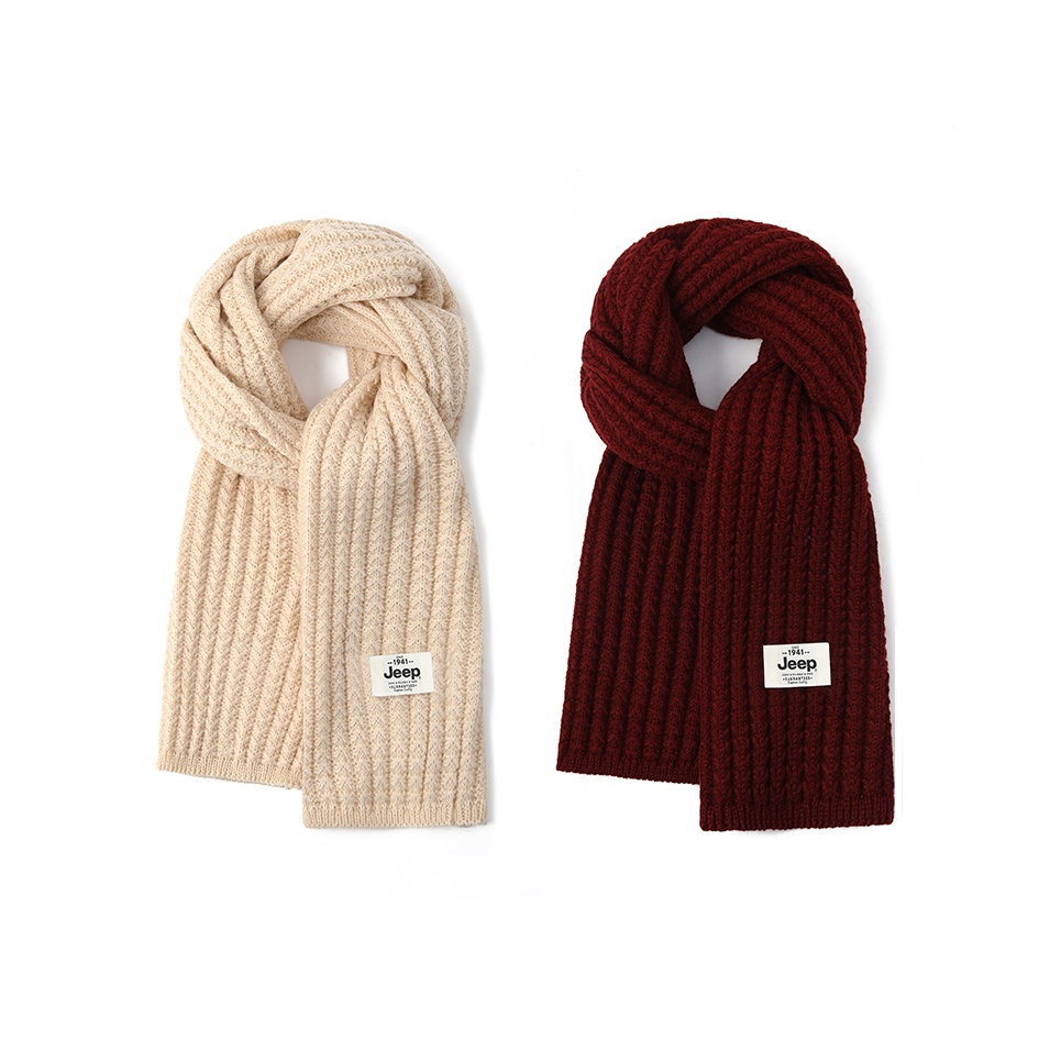 

Jeep Зимний утепленный вязаный шарф унисекс, 2 Pack (Beige+Burgundy)