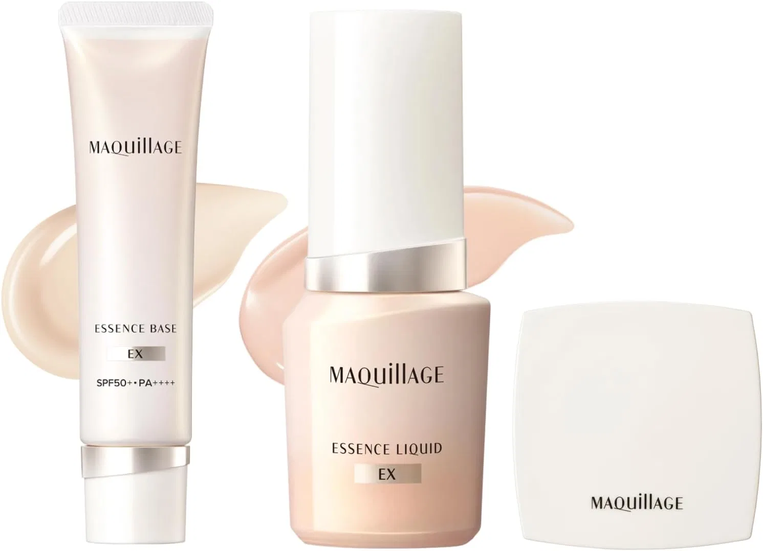 Тональный набор Maquillage Essence Base EX Pure Ivory 30g + Essence Liquid Baby Pink Ochre 00 24mL + Зеркальце