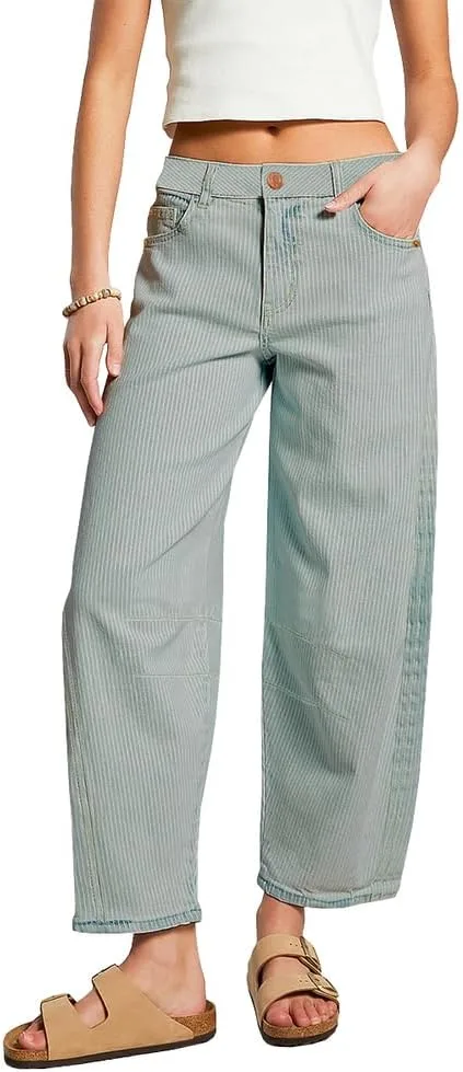 

Женские джинсы-бойфренды с высокой талией и широкими штанинами TACSTRUN