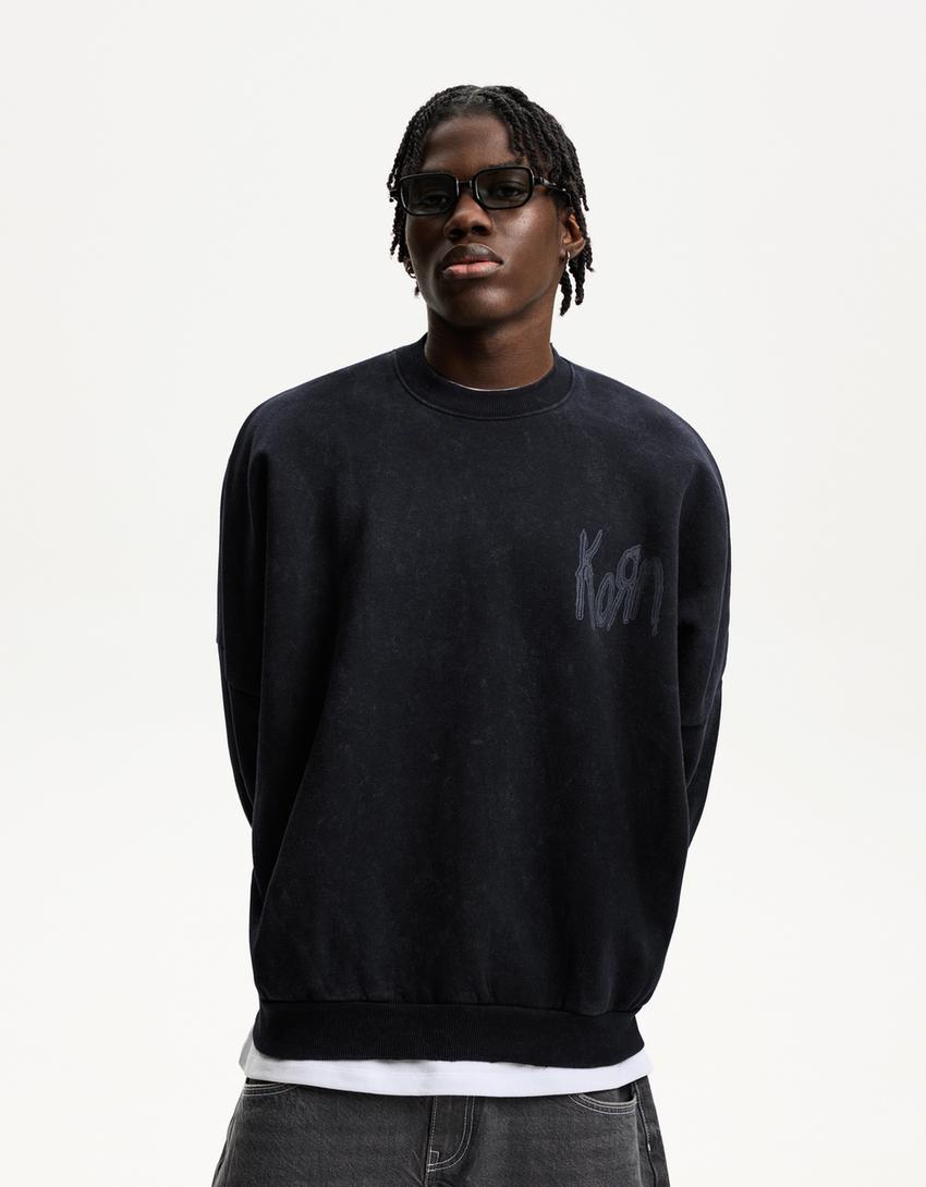 

Толстовка Korn с круглым вырезом Bershka, серый