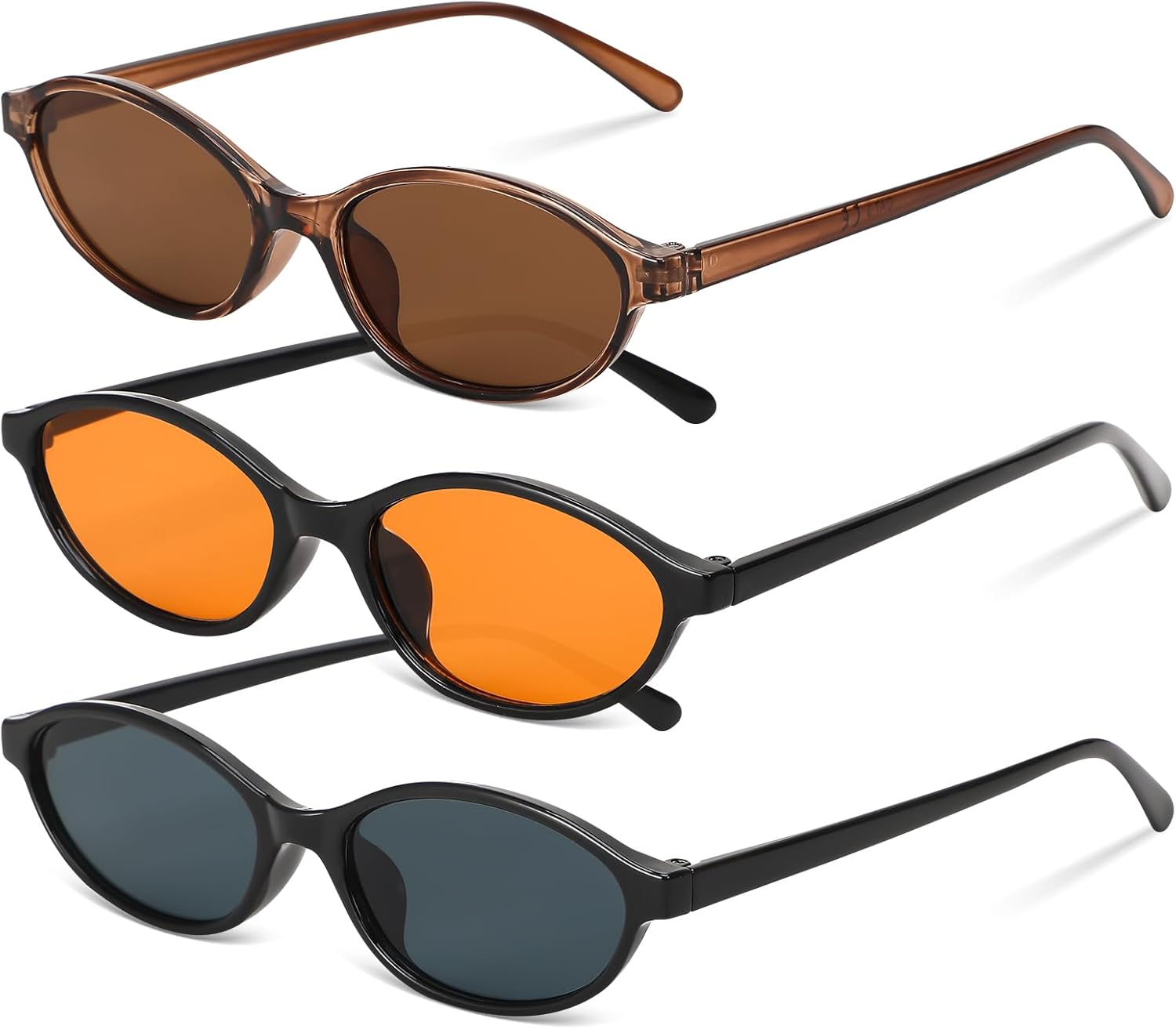 

Ретро-солнцезащитные очки овальной формы для женщин, маленькие очки «кошачий глаз», модные узкие очки в стиле Y2k с защитой от УФ-излучения Hoemwarm, Black, Brown, Orange