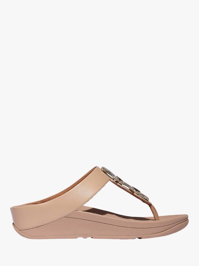 Fino Crystal Chain кожаные босоножки T-Bar FitFlop, Classic Beige