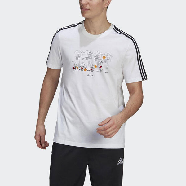 Футболка x disney crossover m 3s dsny bb t mickey cartoon печать полосатый спортивный короткий рукав Adidas, белый — фото 2