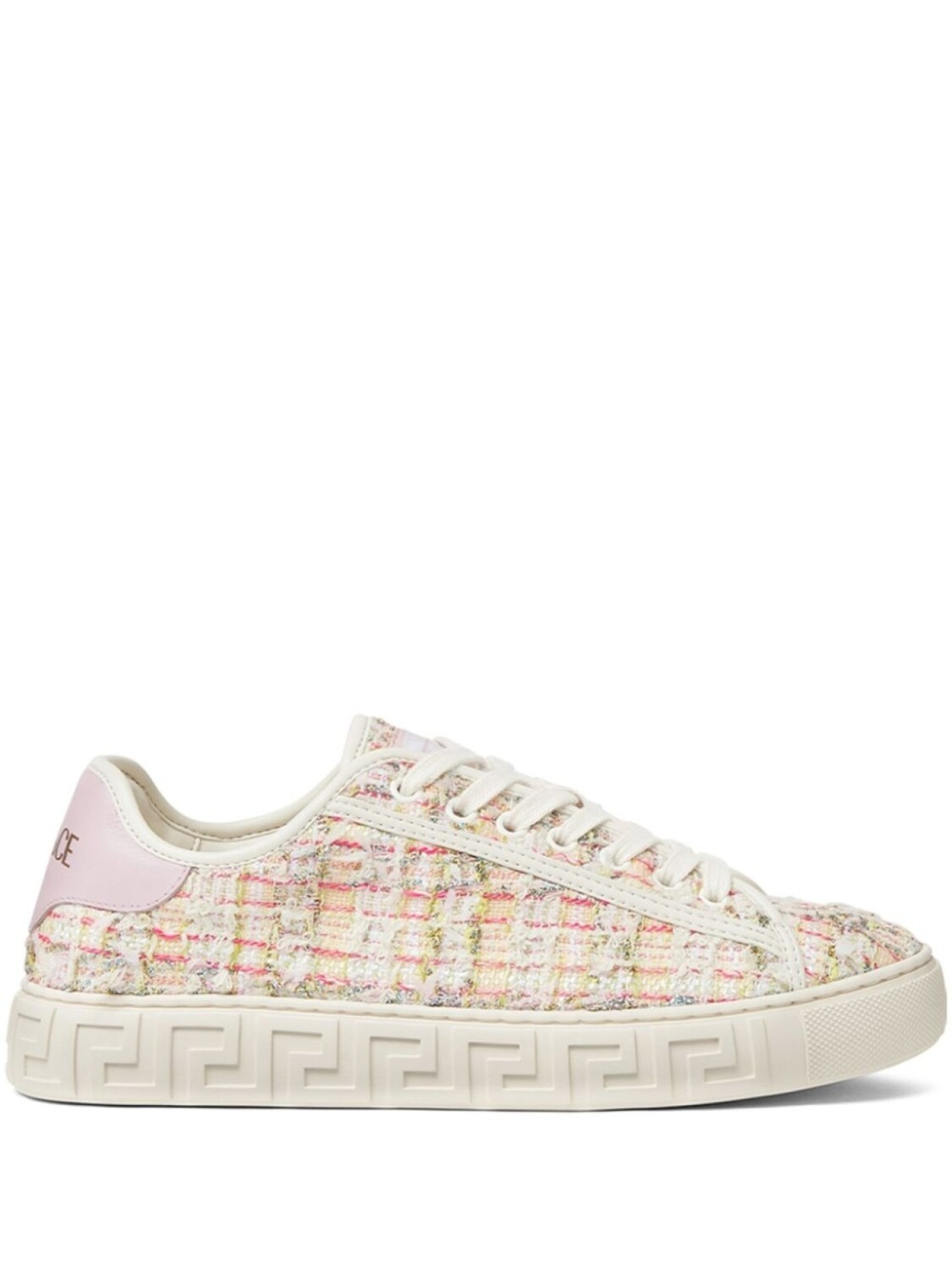 

Versace твидовые кроссовки Greca, розовый