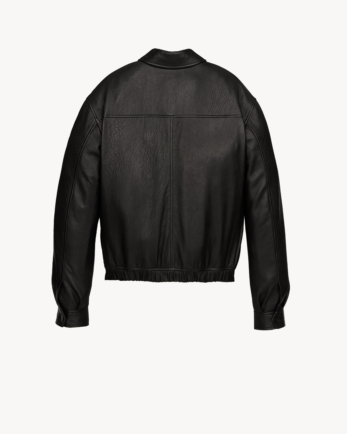 Короткая куртка из пузырчатой (фактурной) ягнячьей кожи Saint Laurent, черный — фото 2