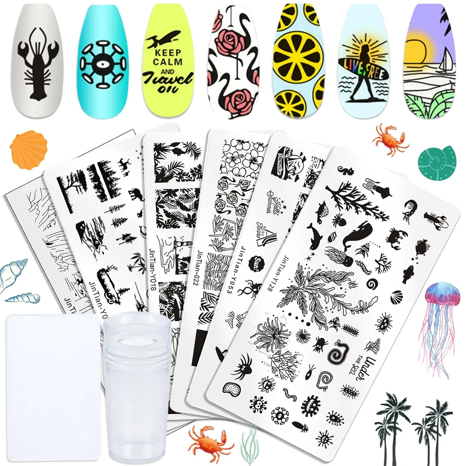 Набор пластин для стемпинга NICENEEDED Ocean Nail Art, 6 шт. Niceneeded