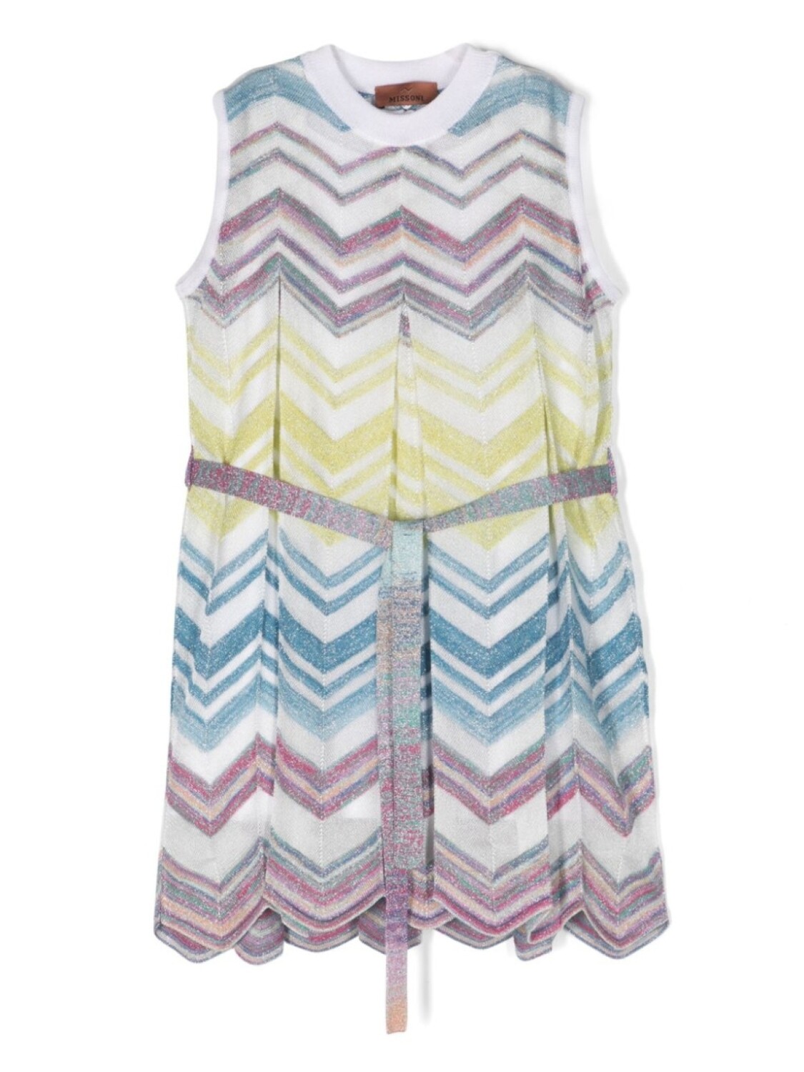 

Missoni Kids платье с поясом и узором зигзаг, белый