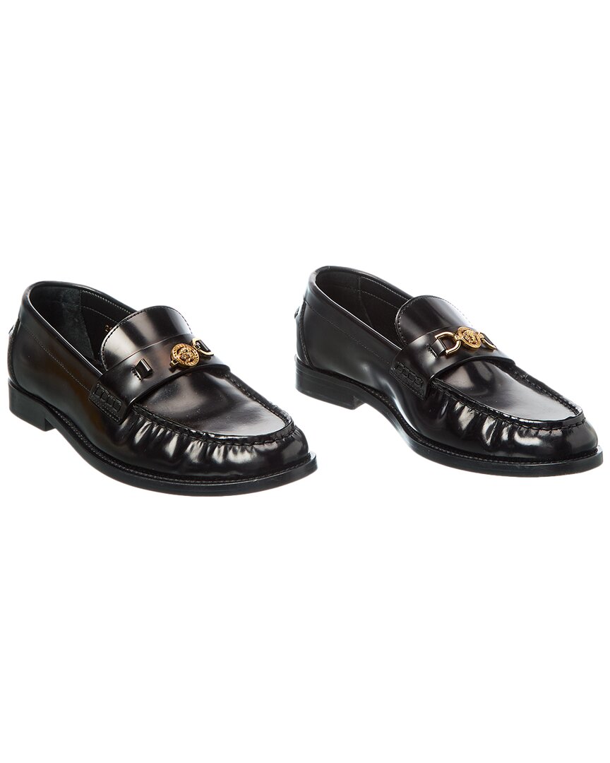 Аутентичные лоферы Versace Medusa из кожи, черный