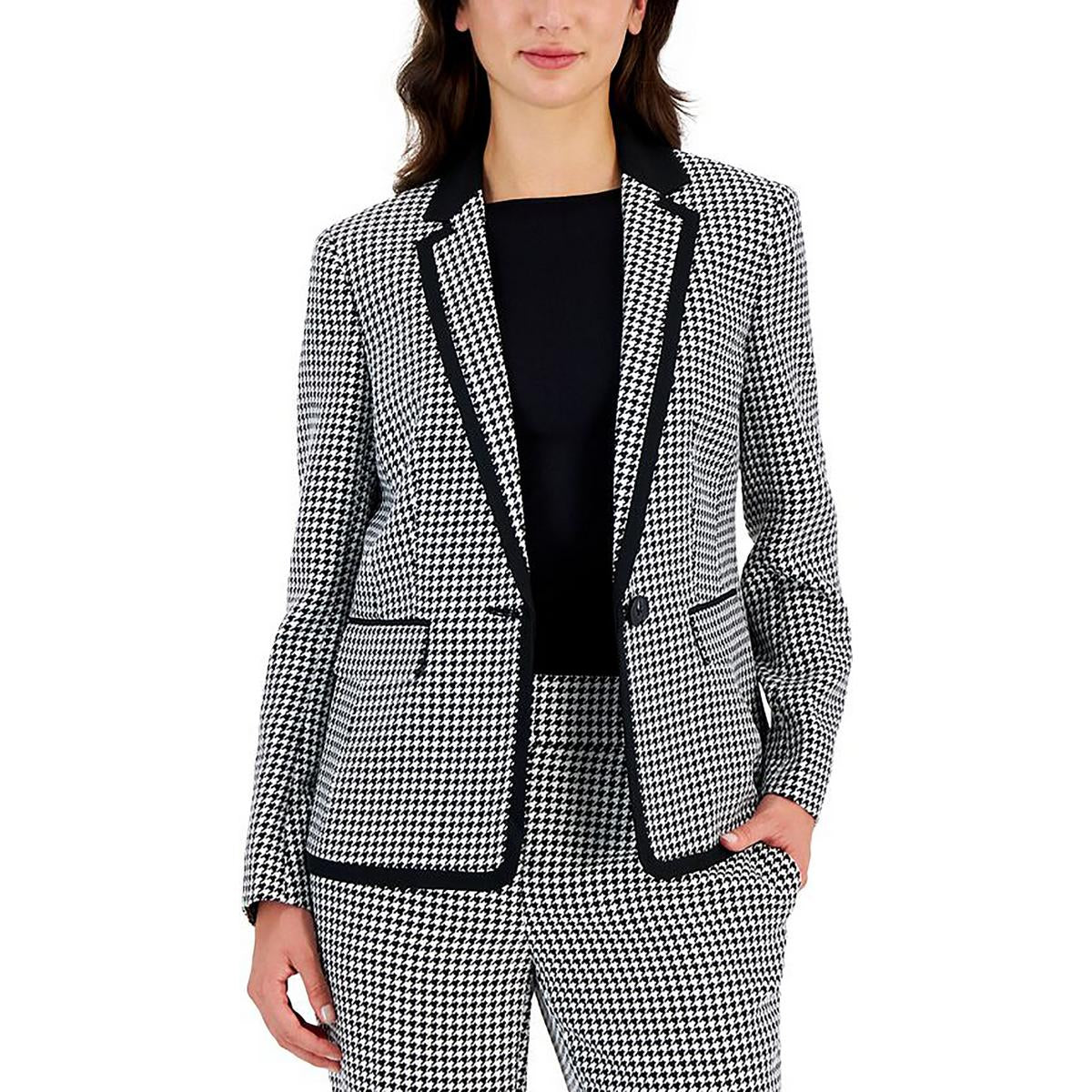 

Мини-платье Petites Womens с одной пуговицей и карманами Kasper, черный/белый