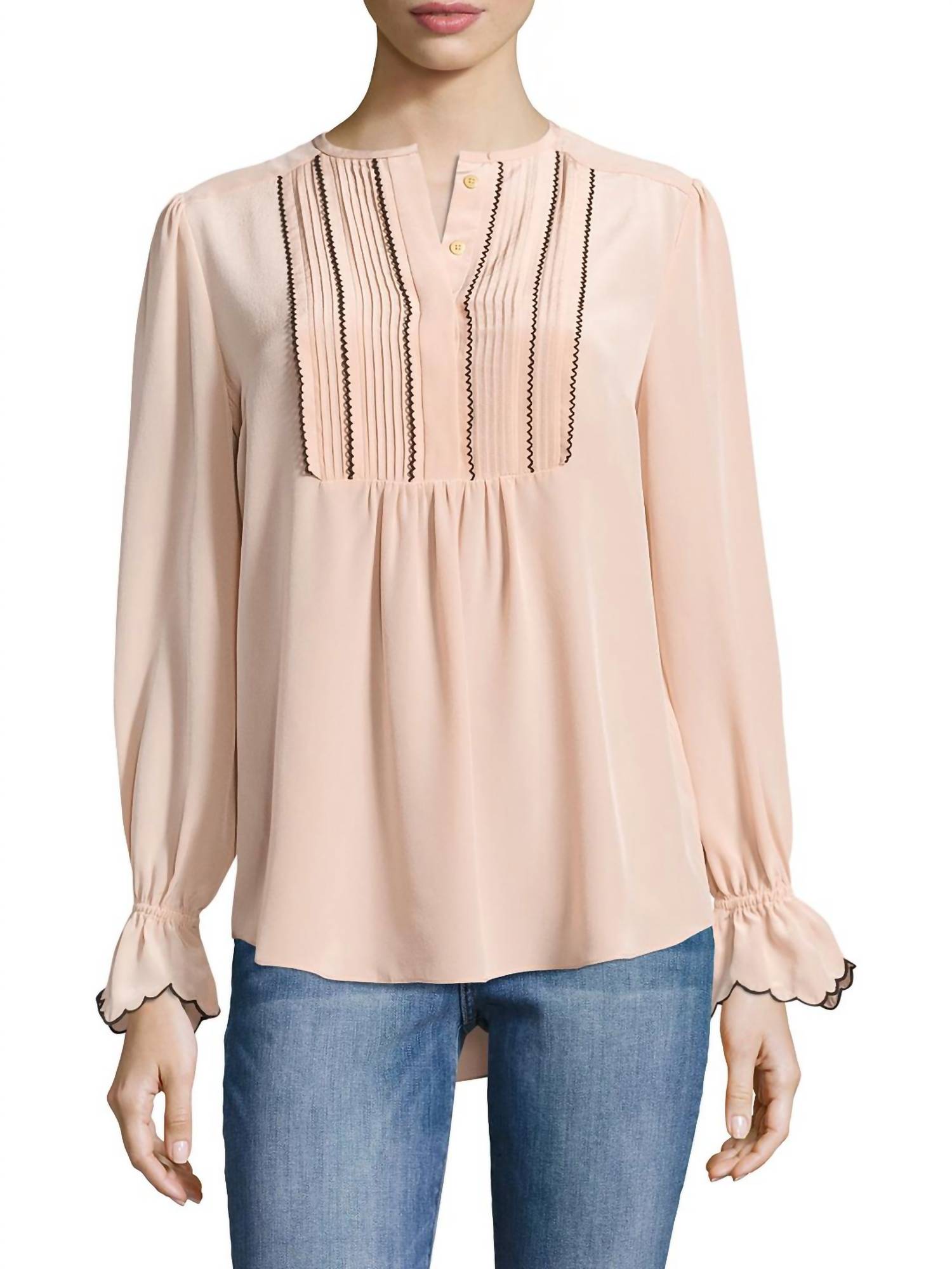 

Regina полупрозрачная шелковая блузка с длинным рукавом в цвете Blush Rachel Zoe, красный