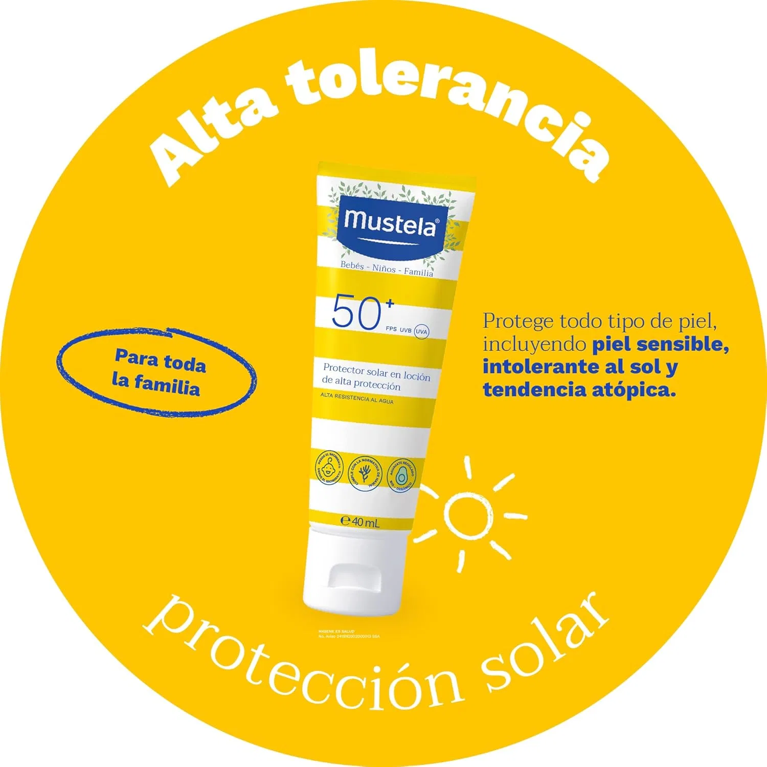 Солнцезащитный лосьон SPF 50 для лица и тела с авокадо «Sun Lotion» от Mustela Mustela — фото 2