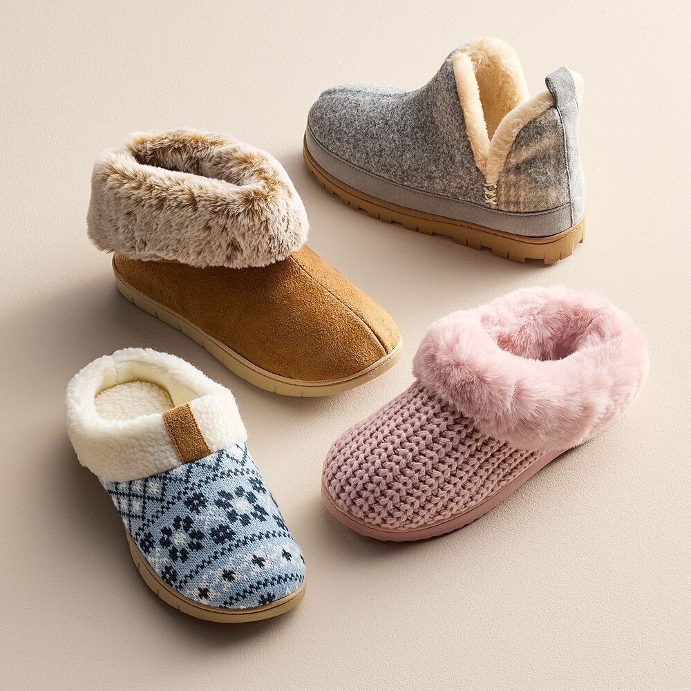 Изотонер Женские тапочки Heritage Fairisle из пены с эффектом памяти и капюшоном Isotoner, цвет Black Ivory — фото 2