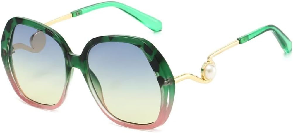 

Солнцезащитные очки для мужчин и женщин - защита UV400 - овальная оправа с градиентным леопардовым принтом, большие, для занятий спортом на открытом воздухе и вождения DSVIGF, Green Pink