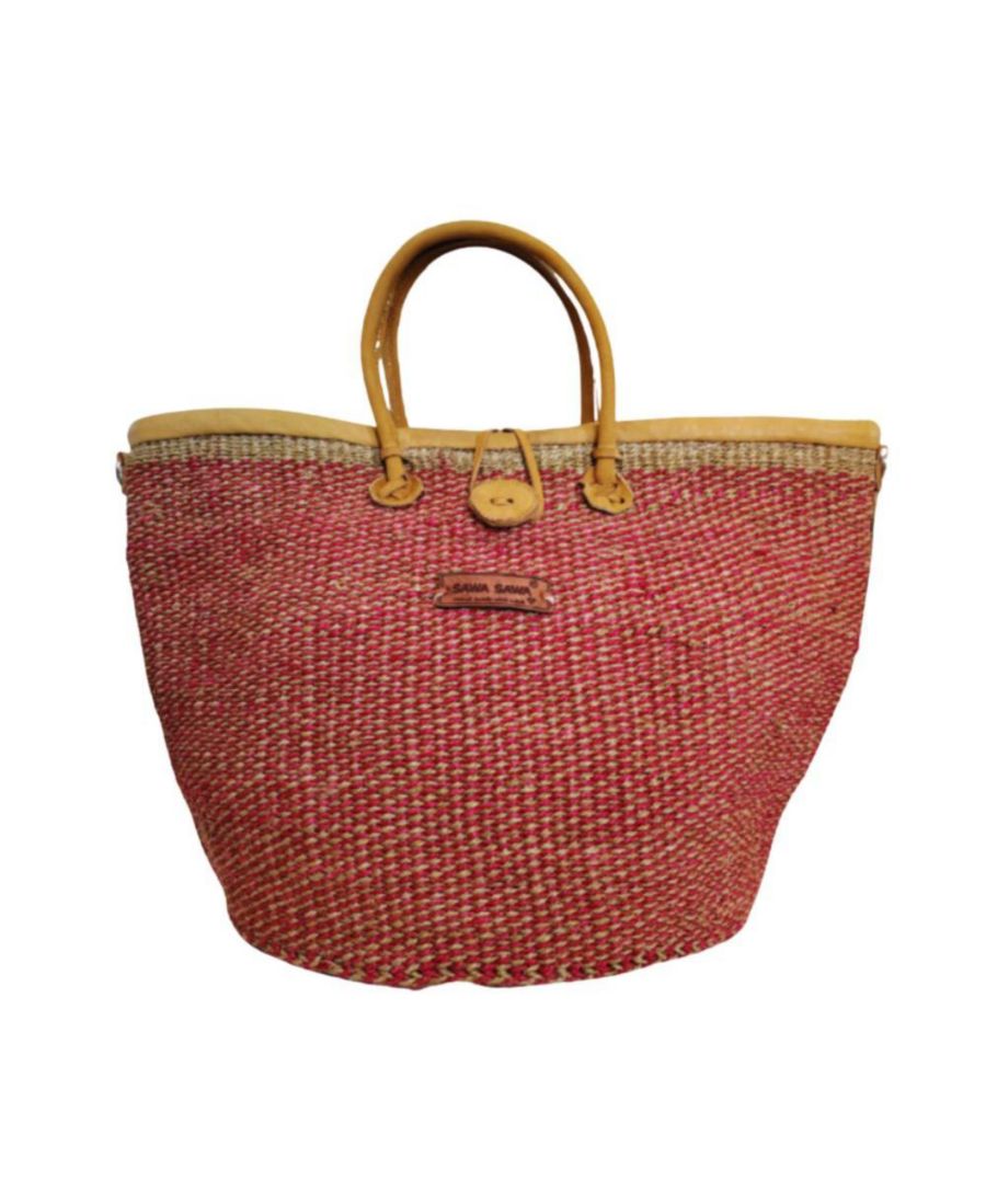 

Сумка-корзинка ручной работы из сизалевой соломы с надписью Brave Life Heart SAWA SAWA, Deep maasai red