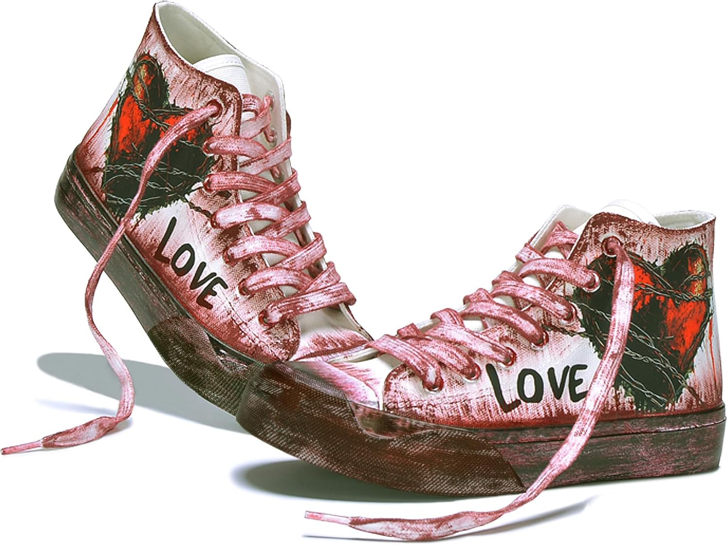 

Женские модные кроссовки GXZUORUI, мужские высокие кеды с дизайном в виде сердца и граффити, повседневный уличный стиль для ежедневной носки, белый