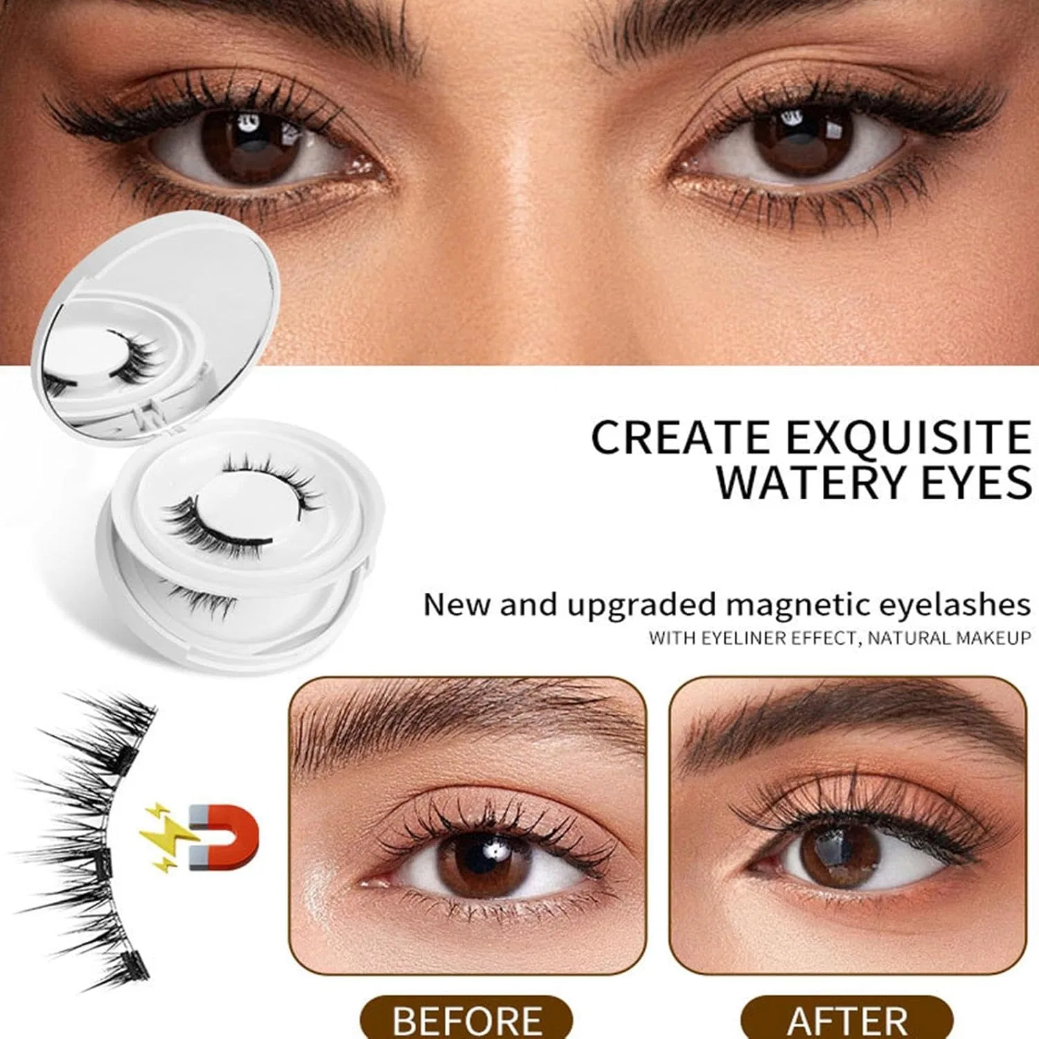Магнитные ресницы Magnetic False Eyelashes, набор, черные — фото 4