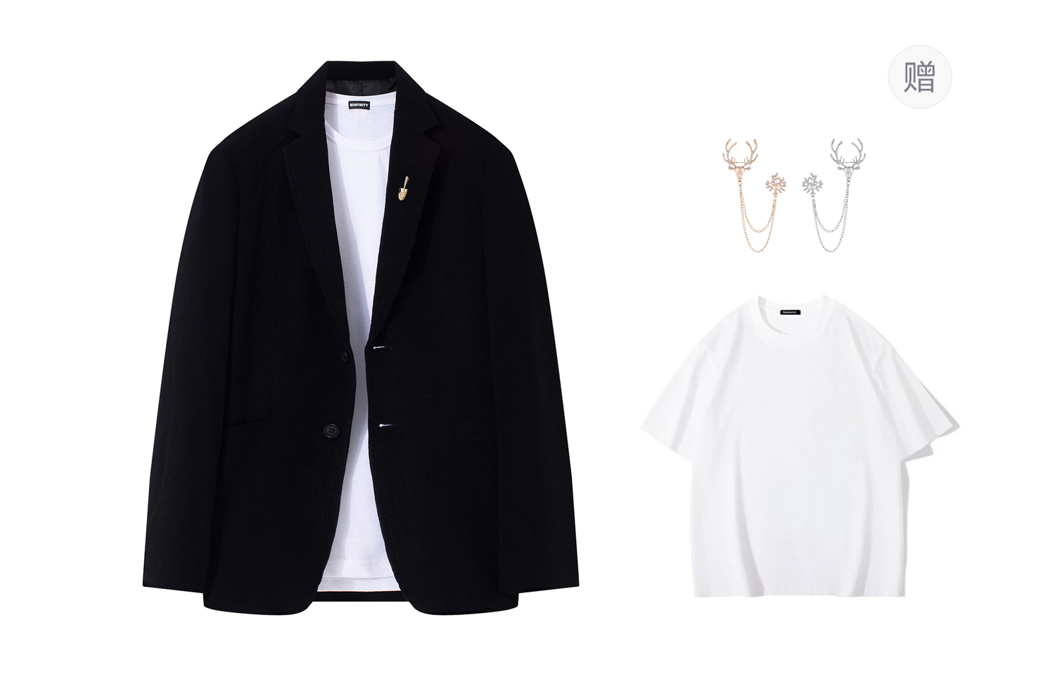 

Minfinity Универсальный деловой костюм, Black (Comes with Brooch+White T-Shirt)