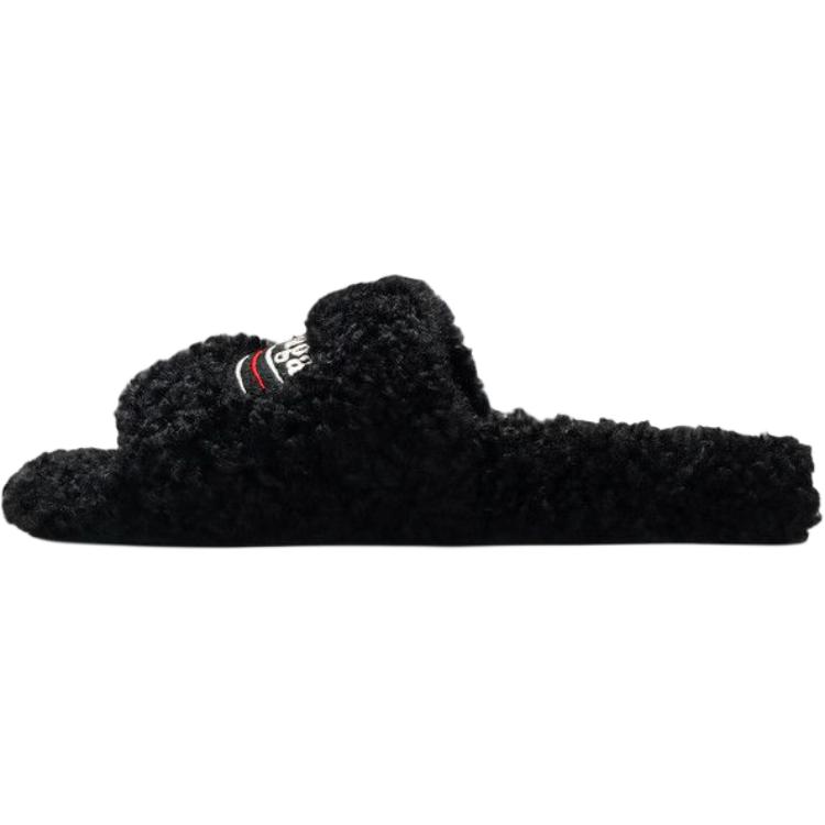 Balenciaga Пушистые слайды-сандалии Women's Black
