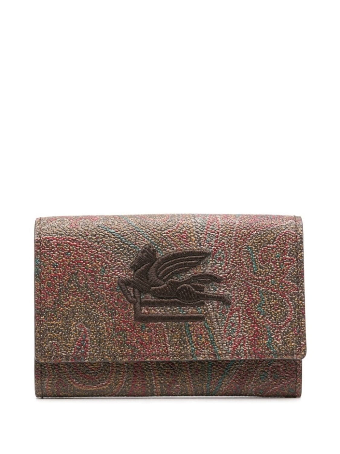 

ETRO кошелек с узором пейсли и логотипом Pegaso, коричневый