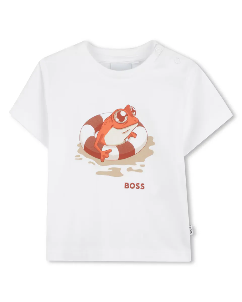 

Футболка для мальчика в белом хлопковом цвете BOSS Kidswear, белый