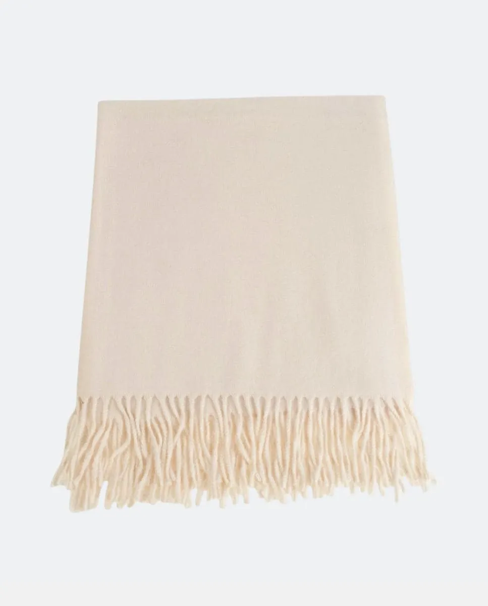 

Вязаный шарф с бахромой, гладкий прямоугольный, легкий и современный шарф из полиэстера Kbas, белый