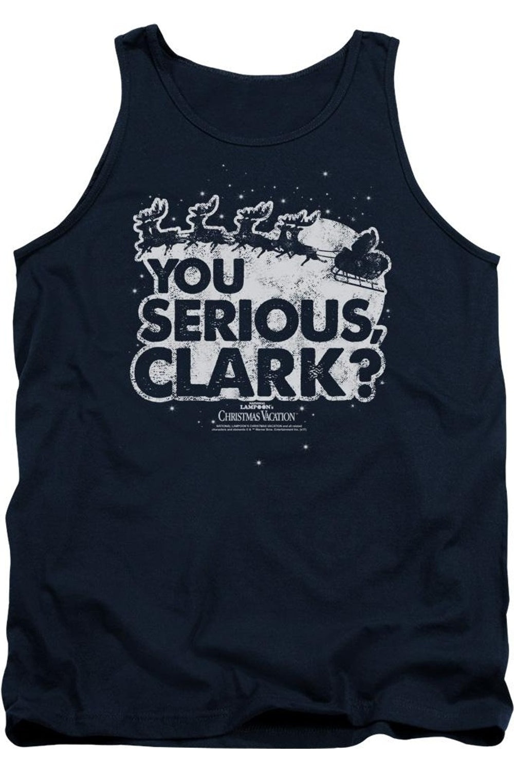 

Рождественские каникулы You Serious Clark взрослый топ-майка Gildan, темно-синий