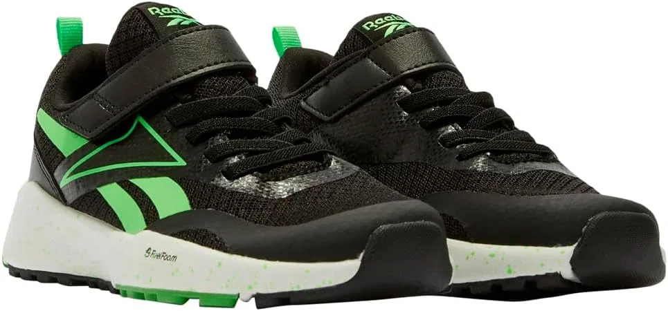 Детские кроссовки Reebok Energen Run с эластичной шнуровкой и верхним ремешком, Black Solarlime Ftwrwhite — фото 2